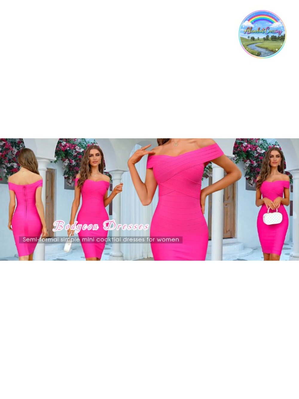 Off Shoulder Bodycon Bandage Party Dress Rayon Blend Fitted